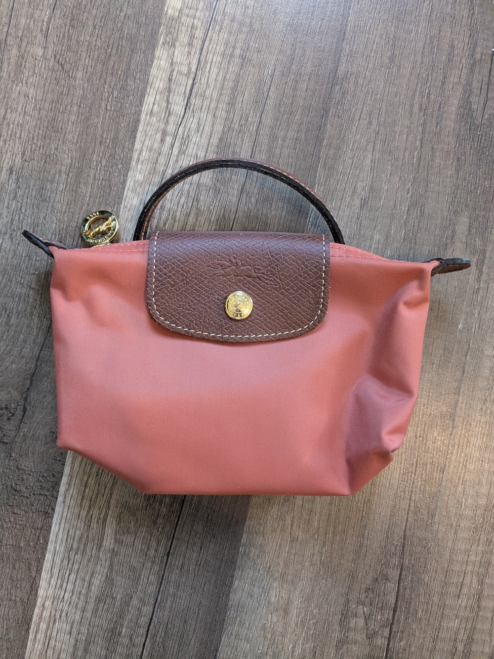 Longchamp Le Pliage Small Top-Handle Toiletry Pouch in Dusty Rose